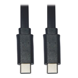 U040-006-C-FL USB-C Flat Cable (M/M) - USB 2.0, Thunderbolt 3 Compatible, Black, 6 ft. (1.8 m)