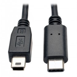 U040-006-MINI USB 2.0 Cable, USB 5-Pin Mini-B Male to USB Type-C (USB-C) Male, 6-ft.