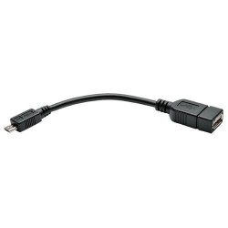 U052-06N Micro USB to USB OTG Host Adapter Cable, 5-Pin Micro USB B to USB A M/F, 6-in.