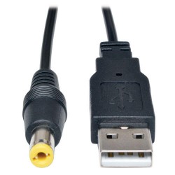 U152-003-M USB to 5V DC Type-M Barrel Plug Power Cable â€“ M/M, 28 AWG, 3 ft., Black