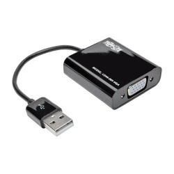 U244-001-VGA USB 2.0 to VGA Dual/Multi-Monitor External Video Graphics Card Adapter with Built-In USB Cable, 128 MB