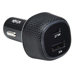 U280-C02-45W-1B Dual-Port USB Car Charger with 45W Charging - USB-C (27W) QC4+, USB-A (18W) QC 3.0, Black