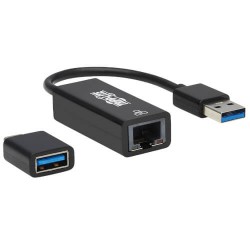 U336-000-GB-CA - USB-C, USB-A to RJ45 Gigabit Ethernet Network Adapter (2xM/F), USB 3.2 Gen 1, Black