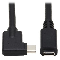 U421-20N-G2-RA - USB-C Extension Cable (M/F) - USB 3.2 Gen 2, Thunderbolt 3, 60W PD Charging, Right-Angle Plug, Bla