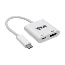 U444-06N-H4K6WC USB 3.1 Gen 1 USB-C Adapter, 4K @ 60Hz - HDMI with PD Charging, Thunderbolt 3 Compatible, White