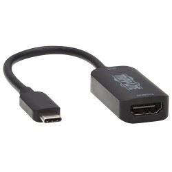 U444-06N-HDR-B USB-C to HDMI Adapter Cable (M/F), 4K @ 60 Hz, HDR, Thunderbolt 3, Black, 6 in.