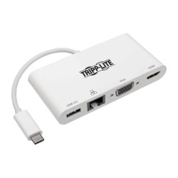 U444-06N-HV4GU USB 3.1 Gen 1 USB-C Adapter, 4K @ 30Hz - HDMI, VGA, USB-A and Gigabit Ethernet, White