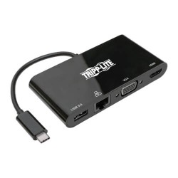 U444-06N-HV4GUB USB 3.1 Gen 1 USB-C Adapter, 4K @ 30Hz - HDMI, VGA, USB-A Hub Port and Gigabit Ethernet, Black