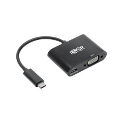 U444-06N-VB-C USB-C to VGA Adapter with PD Charging - USB 3.1 Gen 1, 1920 x 1080 (1080p), Thunderbolt 3, Black