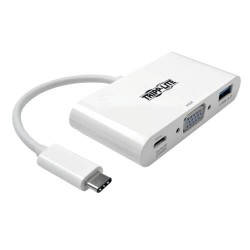 U444-06N-VU-C USB 3.1 Gen 1 USB-C to VGA Adapter with USB-A and USB-C PD Charging Ports, Thunderbolt 3 Compatible, 