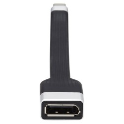 U444-F5N-DP4K6 USB-C to DisplayPort Flat Adapter Cable (M/F) - 4K 60 Hz, UHD, Thunderbolt 3 Compatible, Black, 5 in