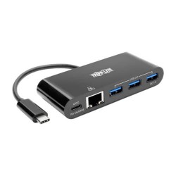 U460-003-3AGB-C USB-C to Ethernet Adapter with 3x USB-A, Gigabit, Thunderbolt 3â€”PD Charging, Black