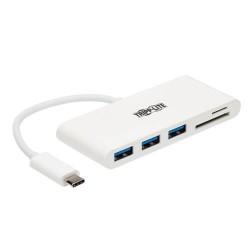 U460-003-3AM USB 3.1 Gen 1 USB-C Portable Hub with 3 USB-A Ports and Memory Card Reader, Thunderbolt 3, White