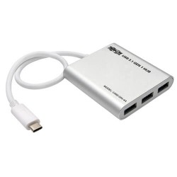 U460-004-4A USB 3.1 Gen 1 USB-C Portable Hub with 4 USB-A Ports and Optional USB Micro-B Power Input, Thunderbolt 3