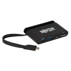 U460-T04-2A2C-1 USB 3.1 Gen 1 USB-C Hub, 5 Gbps - 2 USB-C & 2 USB-A, Thunderbolt 3 Compatible, Portable, Black